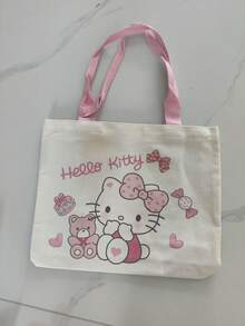 SANRIO Tas Tote Kanvas Lucu Hello Kitty Kuromi Motif My Melody Kapasitas Besar Tas Tangan Modis Cocok Untuk Mahasiswi dan Wanita Pekerja - MultiWarna - View 13