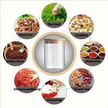 1 Set Rotating Round Bamboo Spice Rack With 10 Round Clear Glass Jars, Sealed Bamboo Lid Glass Jars, Kitchen Countertop Storage Rack, Suitable For Spices, Coffee Beans, Dried Grains And Seasonings - View 4