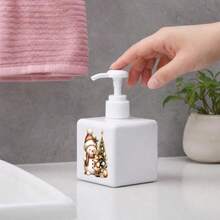 Dispenser Sabun Pompa Persegi, Botol Lotion Isi Ulang Motif Manusia Salju dan Rusa Lucu dengan Pohon Natal untuk Dekorasi Liburan Kamar Mandi - MultiWarna - View 1
