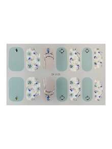 1 Sheet Sweet-Style Full-Coverage Nail Stickers. These Stickers Feature Solid Colors In Mint Green, Clear, And Pink, Accented With Floral Elements And Various Rhinestones, Making It Easy For Women And Girls To Create Beautiful Manicures. - Mint Green - View 4
