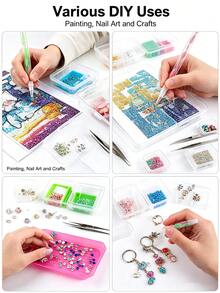 Diamond Painting Tool And Accessory Set, Includes Portable Storage Box, Ergonomic Diamond Pen, Square Wax Blocks And Bead Sorting Tray, Adult Beginner Craft Kit, Available In Pink, Blue, Green - Sets - View 2