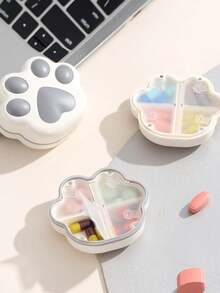 Creative Cute Cat Paw Shaped Pill Box, Large Capacity 8-Compartment Portable Pill Box, Rounded Design, Magnetic Closure, Suitable For Storing Vitamin Tablets, Suitable For Daily Outdoor Activities, Daily Use Or Travel. Storage Box - Multicolor - View 5