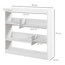 Estante/Armário, Dimensões: 90 cm (C) x 24 cm (L) x 91 cm (A), 4 Prateleiras, 3 Painéis Traseiros, Aglomerado, Branco - A - Ver 5