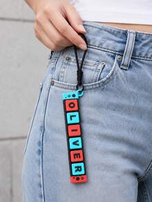1pc Personalized PLA Game Controller Keychain - Red & Blue Block Letter Customized Name Bag Charm (With Wrist Strap), Suitable As Birthday, Graduation Or Travel Gift, Unique Design - Multicolor - View 4