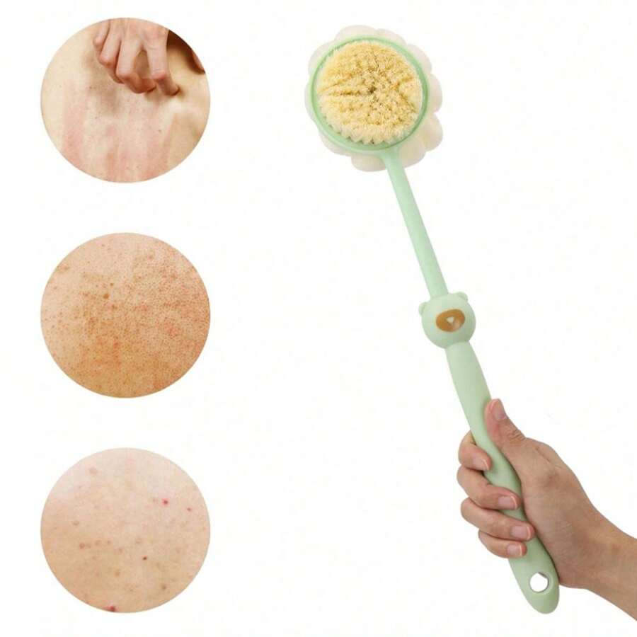 Double-Sided Back Brush, Soft And Hard Bristle Design - 15.6 Inch Long Handle Shower Brush, Non-Slip Grip, Suitable For Dry And Wet Use, Universal For Men, Women And Elderly, Cleans Hard-To-Reach Areas, Lymphatic Massage, Quick-Dry Hygienic Design - A - View 1
