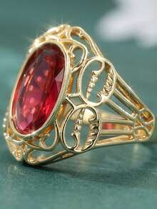 Vintage Luxury Gold Hollow Ring, Jewelry Accessory For Women To Wear At Holiday Parties - Gold - View 5