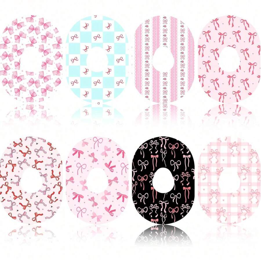 10/4/1pc/SET-CGM Adhesive Patches, Pink Bow Tie Stickers, Waterproof, Flexible Pre Cut, Flexible And Breathable, Durable And Long-Lasting, Easy To Carry, Suitable For Sports And Daily Use, Colorful Butterfly Patterns - View 1
