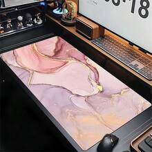 1pc Marble Leather Texture Mouse Pad Premium Rose Gold Luxury Design Soft Leather Large Desk Mat Game Computer Keyboard Pink Gaming - View 3