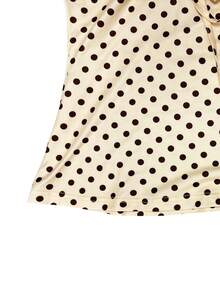 Casual Fashion Polka Dot Square Neck Ruched Tie Front Ruffle Long Sleeve T-Shirt Top, Autumn/Winter New Style, Versatile For Daily Wear - Yellow - View 7