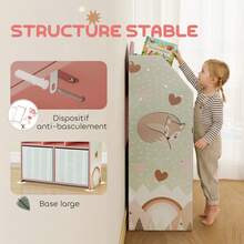 Estante infantil com prateleiras abertas e 2 gavetas de tecido, em MDF, rosa. - A - Ver 8