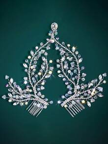 1pc Boho Bridal Forehead Headband With Comb Handmade Women Head Chain For Wedding Party - Silver - View 6