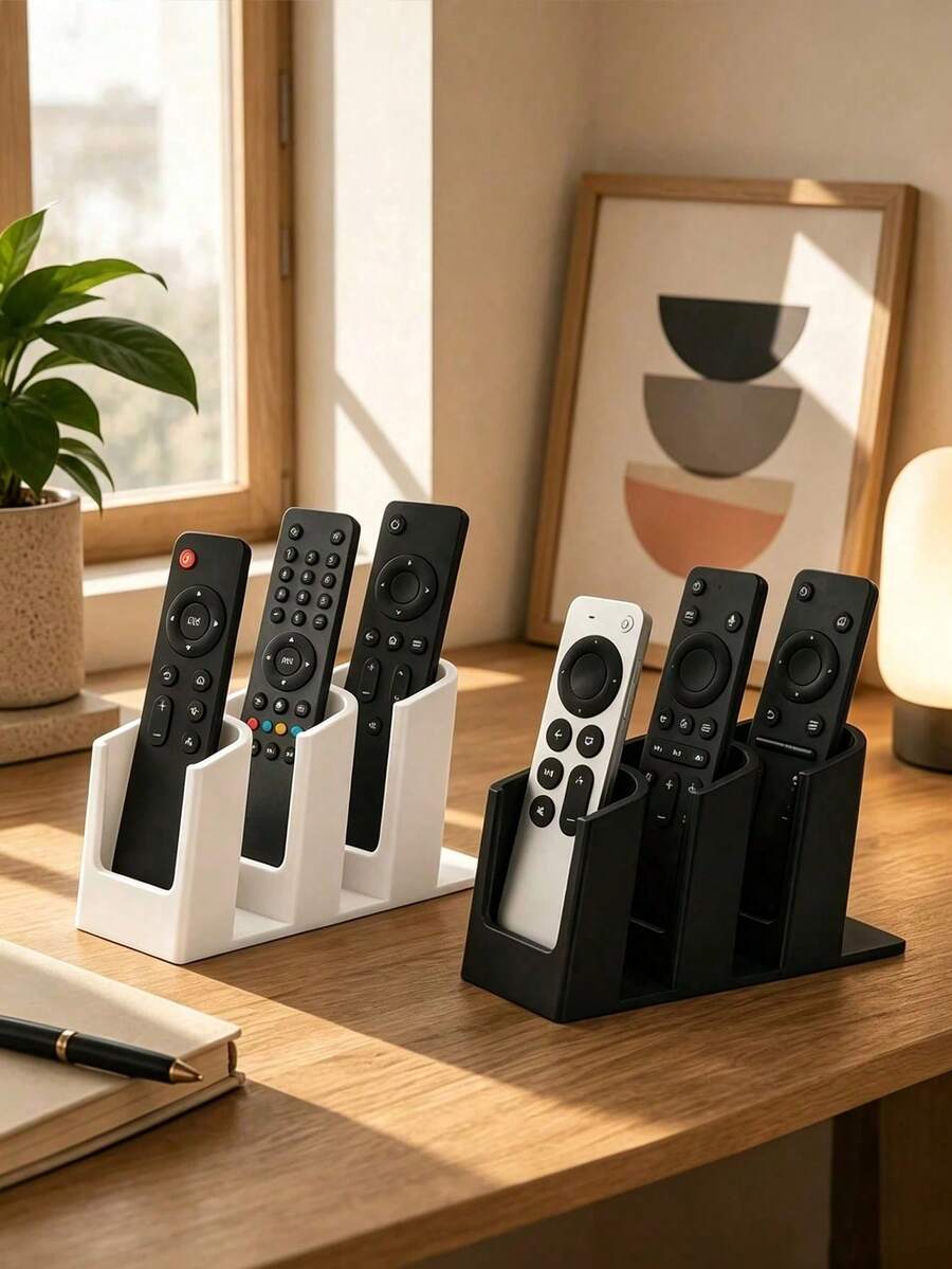 Multi‑Slot Remote Control Holder, Desktop Tv Remote Organizer, Plastic Storage Caddy For Home Living Room - Multicolor - View 1