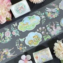 Loop100cm 2m/Roll Golden Foil Spring Countryside PET Tape Forest Wildlife Floral Decorative Tape For Sticker Scrapbooking Journal Card Making Stationery - 2M - View 1