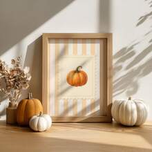 1pc Frameless Striped Pumpkin Fall Kitchen Bar Cart Wall Art Dorm Gift - Multi-color - View 5