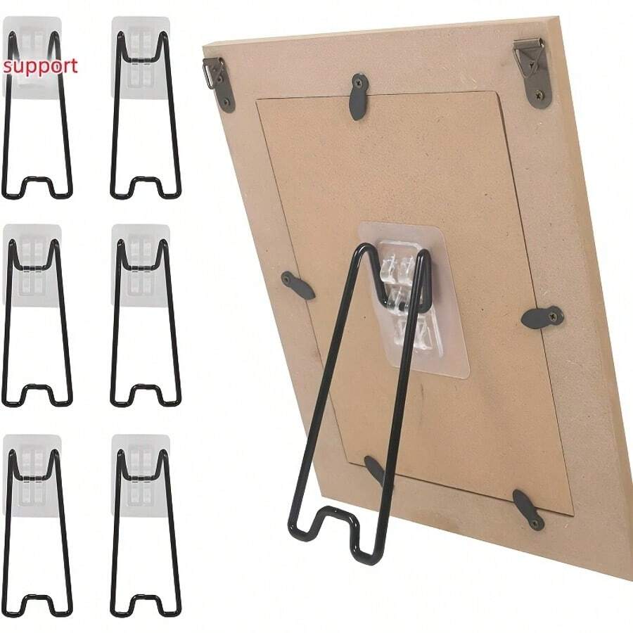 (Stand + Self-Adhesive Transparent Patch) Picture Frame Stand - Self-Adhesive Adjustable 5.9-10.2 Inch Durable Display Stand, Suitable For Artwork, Photos, Home Decor And Exhibitions, Minimalist Design, Stable Structure