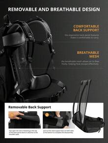 CAMEL CROWN Lightweight Outdoor Hiking Backpack For Women & Men, Large Capacity Travel Rucksack For Trekking & Mountain Climbing Gear - Black - View 3