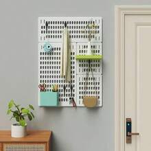 70*50cm No-Drill Pegboard Wall Storage Shelf Vertical Desktop Pegboard Dorm Kitchen Bathroom Home Desk Wall-Mounted Shelf No-Nail Display Rack Wall Storage Organizer - View 10