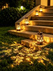 1PC Antique Bronze Hollow Butterfly Solar Hanging Lantern, Shadow Projection LED Solar Lamp, Outdoor Waterproof Decor Ornament For Patio Yard Porch Garden Daily & Festival Lighting - Multicolor - View 3