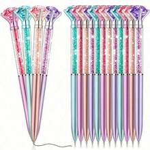 10pcs Shiny Crystal Ballpoint Pens, Rotatable, Medium Tip, Suitable For Wedding, Office, School And Valentine's Day Gifts, Random Color - Sets - View 1