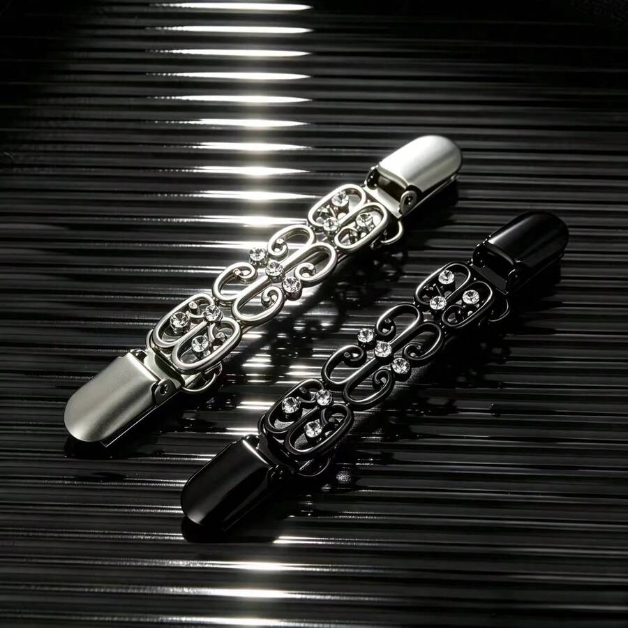 2pcs Multi-Purpose Waist Cincher Clips, Black & Silver, Suitable For Dresses And Cardigans