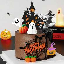 Halloween Cake Decorations Witch Ghost Haunted House Cake Toppers Witch Cake Toppers Pumpkin Cake Decorations Halloween Party Supplies - Multicolor - View 8