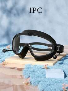 Large Frame Waterproof Anti-Fog Swimming Goggles, Adult Size, With Integrated Earplugs, Comfortable Design, Unisex, Transparent Wide Field Of View, Leak-Proof Seal, UV Protection, Durable Construction, Suitable For Pool Training And Water Sports - Multicolor - View 15