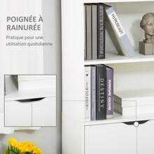 Boekenkast met 4 open vakken en 2 deuren voor woonkamer en kantoor, 59x29x180 cm, wit - A - Bekijken 8