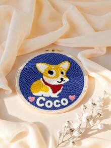 Customized Text Handmade Crafts, Personalized Wall Decor, DIY Punch Needle Embroidery Kit, Animal Pattern Embroidery Set, Creative Children's Gift, Bedroom Decoration, DIY Punch Needle Art - Multicolor - View 2