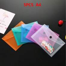 5/10 Pcs Assorted Color Clear Document Pouches With Snap Closure, A4-A7 Waterproof PP File Envelopes, Plastic Paper Storage Bags For Office School Organization - Sets - View 10