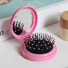 3pcs Foldable Travel Combs With Pocket Mirror, Multi-Color Round Design, Unisex, Portable Ball-Shaped Massage Brush Head, Foldable For Bag Storage, Suitable For Gym And Daily Styling, Exquisite Gift - Cushion Brush (Black Air Cushion) - View 10