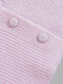 Women Autumn Light Purple Off‑Shoulder Knit Sweater Lace Trim Drop Shoulder Button Waist Pullover Back To School Festival Daily Tops - Mauve Purple - View 5