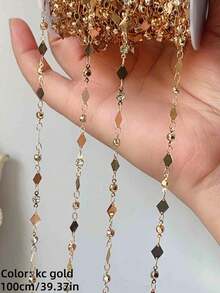 1 Pack, 1 Meter Geometric Rhombus Handmade Chain, Suitable For Necklace, Bracelet And Other Jewelry Making DIY Accessories - Geometric Rhombus Chain - View 17