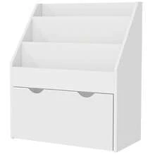 Kinderboekenkast met meerdere opbergvakken, 3 planken en een lade, 62,5L x 30B x 70H cm, wit - A - Bekijken 2