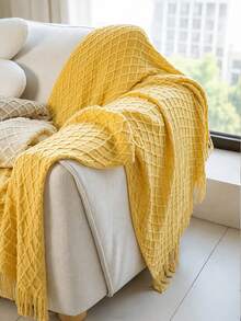 1pc Vintage Geometric Pattern Throw Blanket, Soft Acrylic Knitted Cozy Coverlet For Farmhouse Living Room, Bedroom, All Seasons - Mixed Colors - Multicolor - View 6