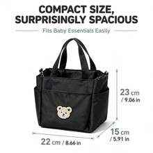 1pc Bear Pattern Multi-Function Stroller Organizer Bag, Can Hold Water Bottle, Milk Bottle, Diapers, Tissues, Organized Storage Convenient - Multicolor - View 6