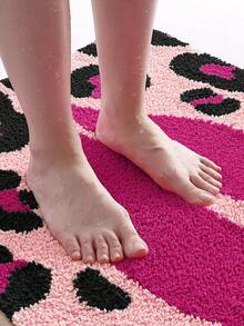 1pc Bathroom Rug Mat, Flocked Soft Touch, Pink Leopard Print, TPR Non-Slip Backing, Suitable For Kitchen, Outdoor, Indoor, Hallway, Bedroom, Living Room, Bedside, Machine Washable, Easy To Clean, Autumn Bathroom Decor Rug - Multicolor - View 9