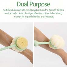 Double-Sided Back Brush, Soft And Hard Bristle Design - 15.6 Inch Long Handle Shower Brush, Non-Slip Grip, Suitable For Dry And Wet Use, Universal For Men, Women And Elderly, Cleans Hard-To-Reach Areas, Lymphatic Massage, Quick-Dry Hygienic Design - A - View 5