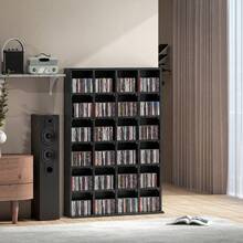 Multimedia-opbergkast voor 456 cd's/336 dvd's - houten boekenkast met verstelbare planken, 89 x 130,5 cm, zwart - A - Bekijken 4