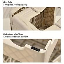 1Pc Ultra Lightweight Foldable Mini Stool Height Adjustable Plastic Telescoping Seat For Home Kitchen Bathroom Fishing Camping Hiking Travel Outdoor Use Non Slip Compact Storage Space Saving Portable Chair Christmas Holiday Gift For Adults - White - View 8