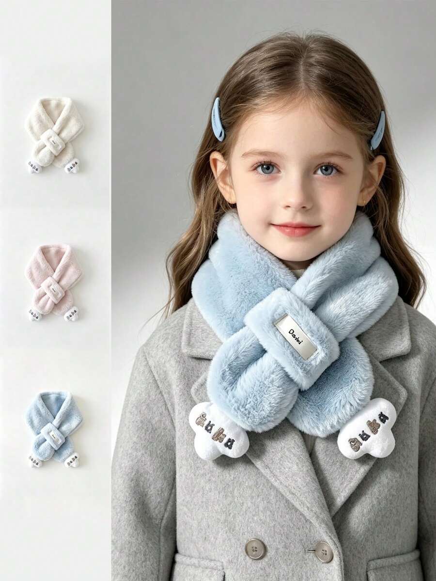 Children's Plush Scarf, Autumn/Winter Korean Style Cute Baby Neck Warmer, Toddler Neck Protector - Multicolor - View 1