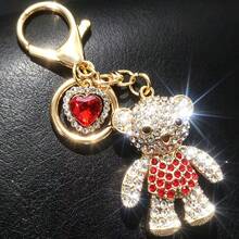Móc khóa gấu hợp kim đính đá rhinestone sáng bóng, mặt treo chìa khóa ô tô, charm trang trí túi xách và ba lô, quà lưu niệm lễ hội tinh tế, quà tặng hoàn hảo cho bạn bè và gia đình mọi mùa - Màu sắc hình ảnh - Xem 8