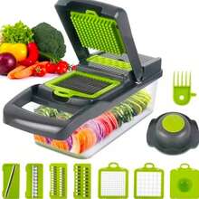 Rallador Cortador Rebanador Picador 13 Piezas Manual Para Futas Y Verduras Viralix - Verde - Ver 1