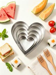 5pcs Heart-Shaped Stainless Steel Cookie Cutter Set, Multi-Size Heart Mousse Ring, Material, Smooth Edges For Hands, Suitable For Making Cookies, Pudding, Mini Cakes, Fruit Slices. Perfect For Home Baking, Parent-Child DIY, Valentine's Day Dessert Table, Heat-Resistant And Durable, Easy To Clean And Store, Ideal For Beginner Baking Enthusiasts And Private Studios, Multi-Functional Kitchen Baking Tool, Valentine's Day, Christmas, Mother's Day, Halloween, Back To School, Gift. - View 2