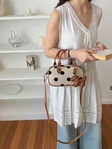 2026 Autumn Fashion Polka Dot Women's Handbag, Commuter Versatile Niche Design Large Capacity Bowling Bag - Khaki - View 6
