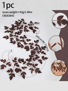 1/2pcs 6.7ft Autumn Artificial Vine Garland, Red-Brown Leaves Faux Plant, Autumn Halloween Decoration - Autumn Colors - View 10