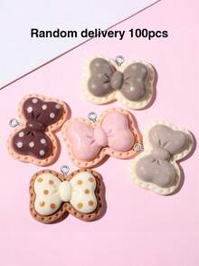 10/20/100pcs Cute Bow Heart Resin Jewelry Accessories DIY Cream Glue Small Charms For Handmade Bracelets Keychains Necklace Pendants - Bow - View 15