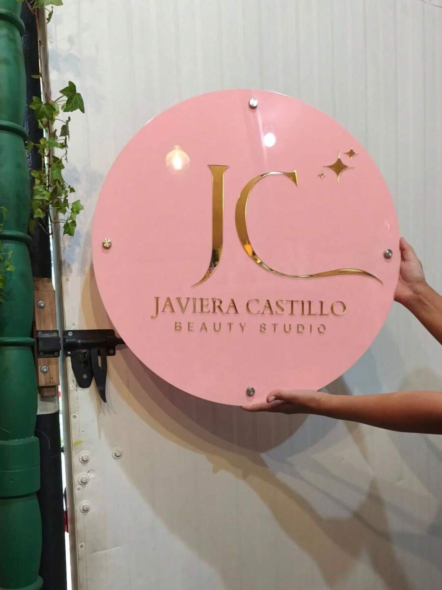 1pc Customized Logo Hollow Wall Mounted Signboard Professional Rectangular Commercial Sign Suitable For Hair Salon, Nail Studio, Beauty Clinic, Beauty Shop - Multicolor - View 1