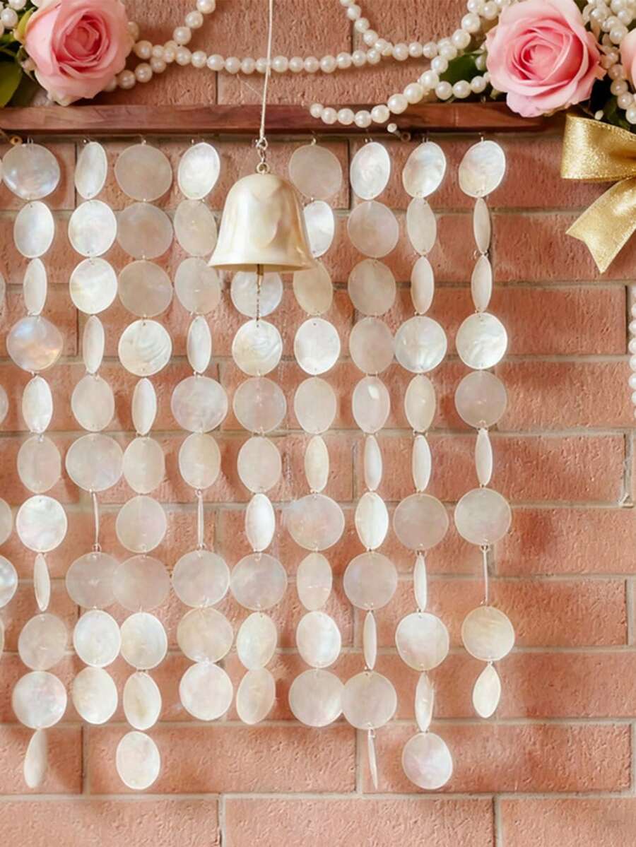 10/20pcs Double-Holed Shell Inlays-Round Shell Slices, Dyeable Diy Crafting Material-Suitable For Wind Chimes, Home Decor, Wedding Decorations, Gift Making, And Lighting Accents.