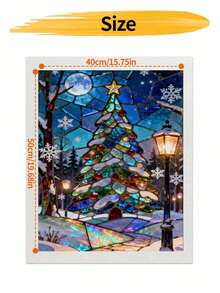 DIY Stained Glass Christmas Tree Snow Scene (8x12 / 16x20 Inches) Paint By Numbers Kit(Acrylic) Arts & Crafts For Adult Beginners, Home Wall Decor, And Holiday Gifts, Best Seasonal Home Art Projects - Sets - View 9
