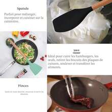 Lot de 12 Ustensiles de cuisine en silicone, résistants à la chaleur, antiadhésifs, passent au lave-vaisselle, ergonomiques, - couleur comme sur la photo - Voir 4